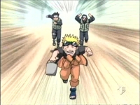 naruto che corre con i suoi maestri